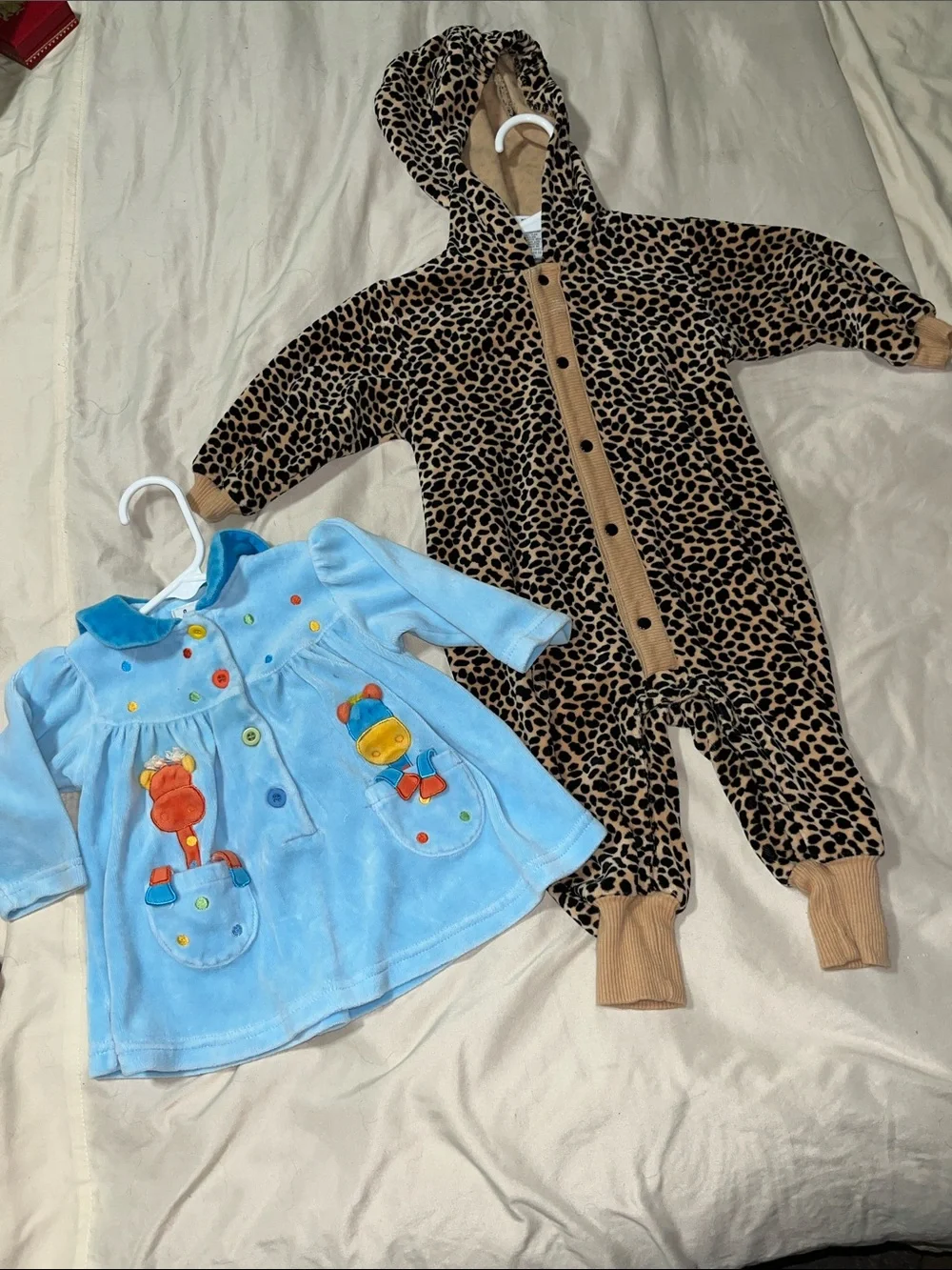 VINTAGE Le Top lot of 2 baby velour one piece and dress
